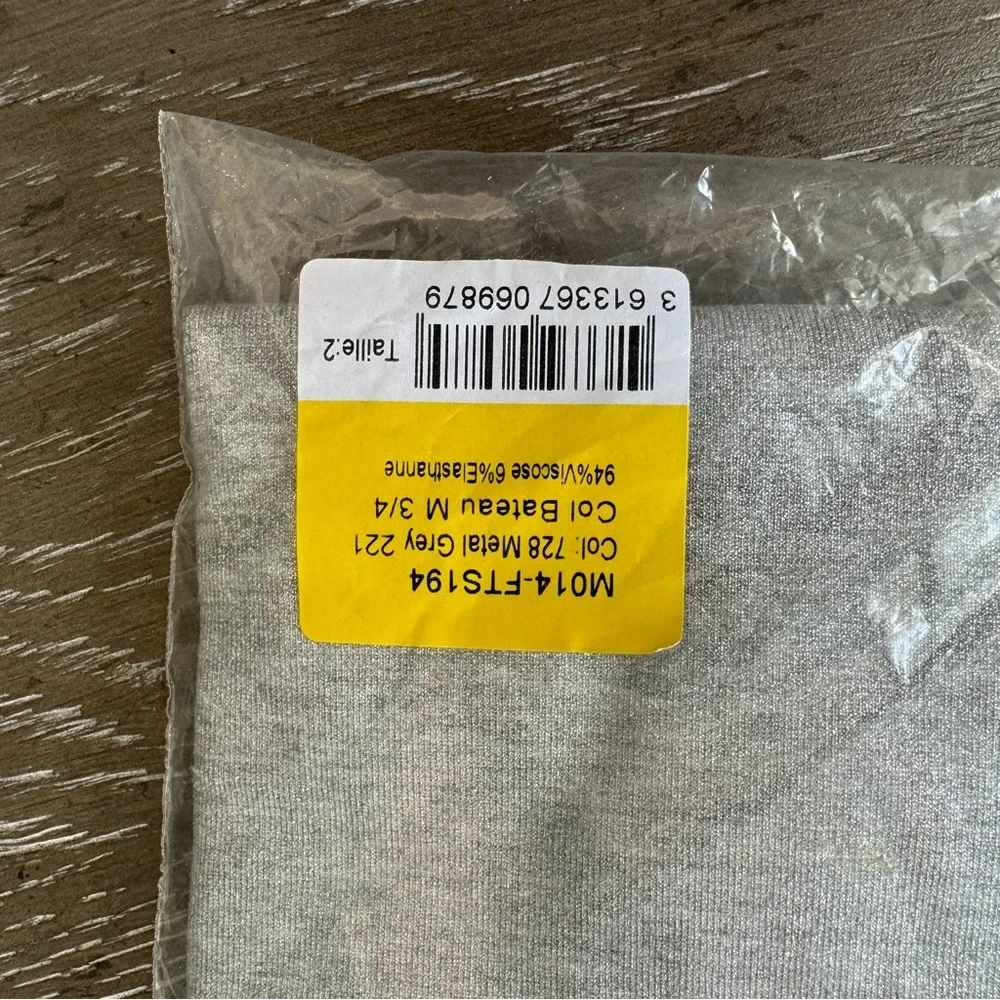 Majestic Filatures Metal Grey Metallic Elbow‎ Length Viscose T Shirt NEW - Picture 7 of 10